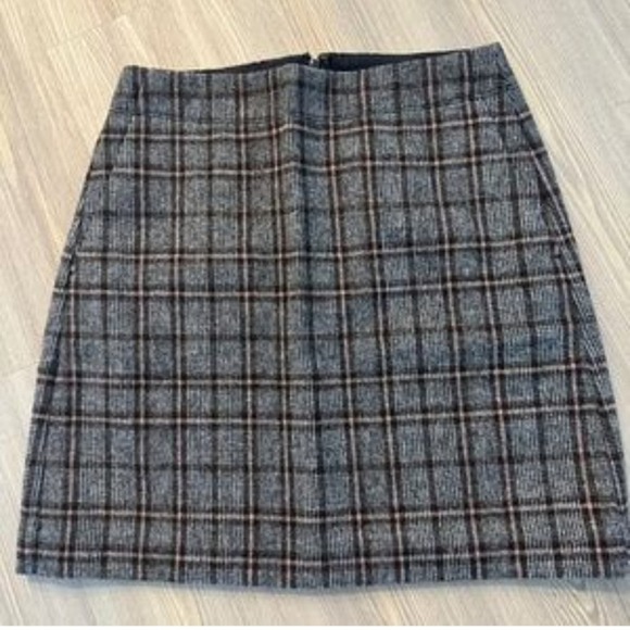 Loft Grey and Pink Academia Career Tartan plaid wool blend skirt plus size 16 - Picture 6 of 8